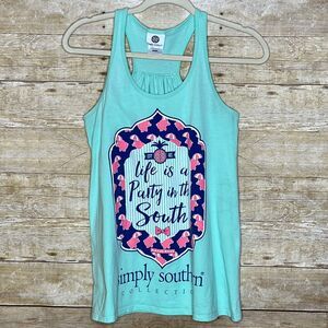 SIMPLY SOUTHERN "PARTY IN THE SOUTH" GRAPHIC SCOOP NECK RACERBACK EVERYDAY TANK